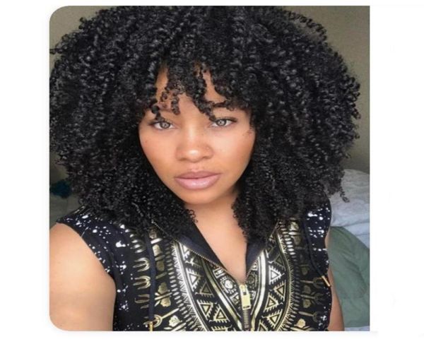 Novo penteado lndian cabelos afro -americanos afro curto curto natural simulação de peruca humana cabelo afro peruca cacheada com bangs4511091