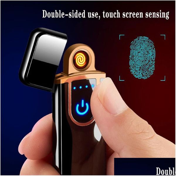 Lighters Novelty Electric Touch Sensor Cool mais leve USB recarregável portátil Acessórios para fumantes domésticos portáteis para fumantes