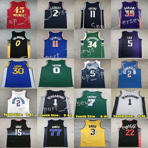 Maglie da basket per bambini da uomo 5 Anthony Edwards 30 Curry 0 Tatum 23 James Stephen 24 Bryant Kyrie Irving Victor Wembanyama Ja Morant Brunson Kevin Durant Adult Jersey