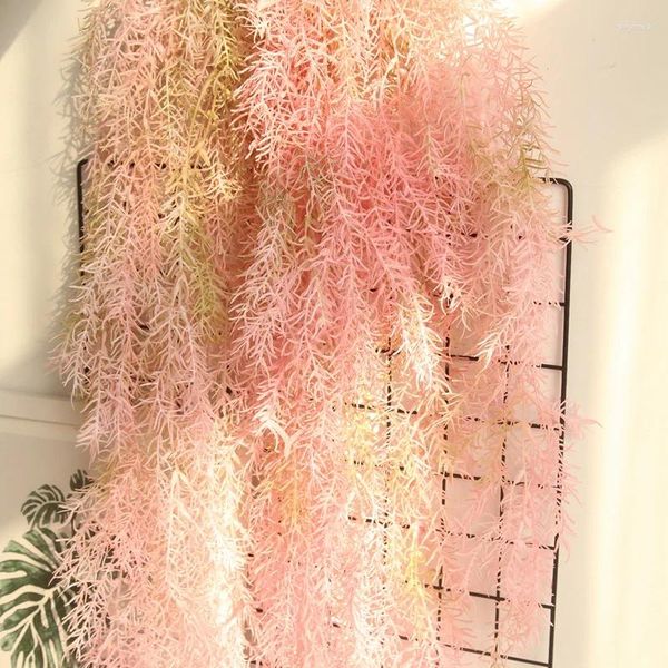 Decorative Flowers 1PC Real Touch Hanging Plants Desktop Decor Artificial Pine Needle Plant Vine For Balcony Wall Garland Decoration