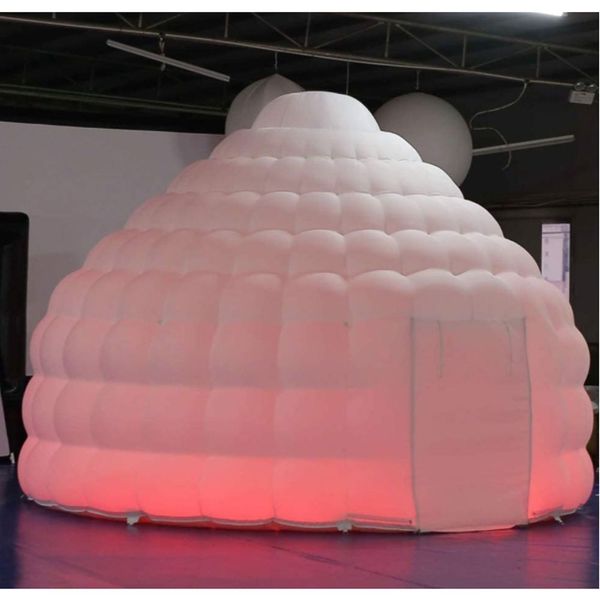 Оптовая изысканная 4MDIAX3.16MH White Domable Dome Igloo палатка с светодиодным освещением Luxury Air House для ярмарки рекламы 001