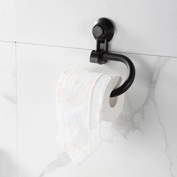 Kein Stanzsaugnepokal Adsorptionspapierrollenhalter Abs Schwarz/Weiß -Handtuchhalter Tissue Kleiderbügel für Bad Toilette 240531