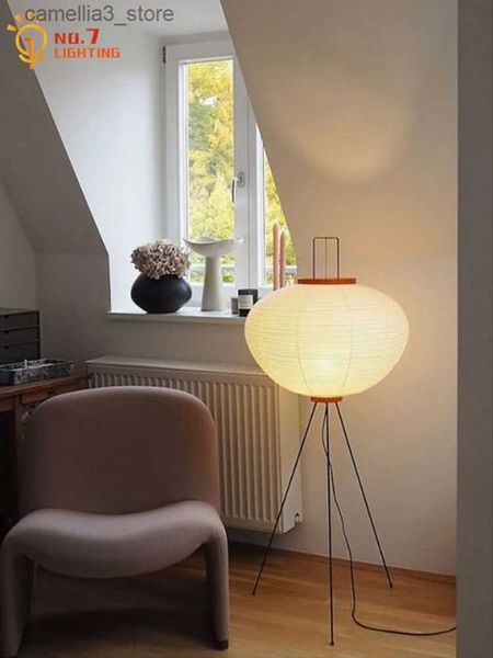 Floor Lamps Japanese Akari Noguchi Yong Floor Lamp LED E27 Atmosphere Rice Paper Decorative Standing Lamp Salon Living Room Study Reading Q240706