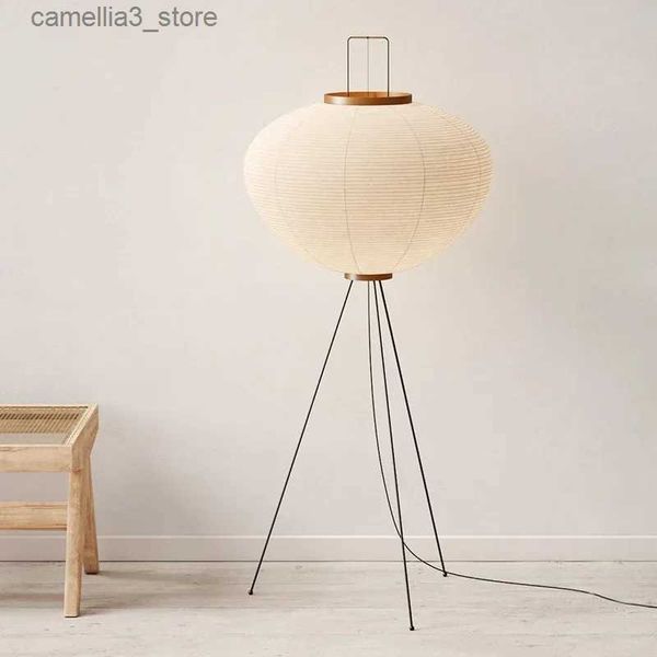Floor Lamps Noguchi Akari Rice Paper Floor Light Japanese Wabi Sabi Vintage Standing Lamp for Bedroom Living Room House Bedside Decoration Q240706