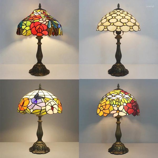 Tischlampen Buntglas Lampe Mittelmeer Vintage türkische Mosaik Schreibtisch Schlafzimmer Wohnzimmer Wohnkultur LED Night Light