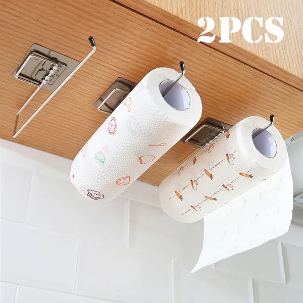 1 2pcs Hanging Toilet Paper Holder Roll Paper Holder Bathroom Towel Rack Stand Kitchen Stand Paper Rack Racks