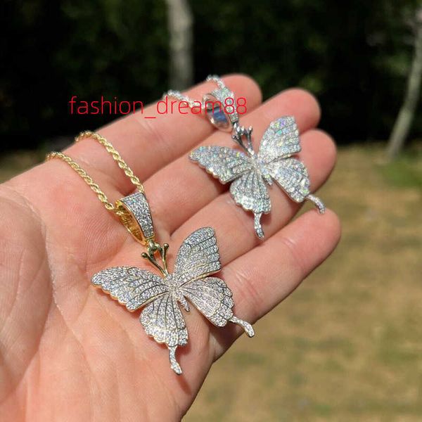 Fabrikauslass Großhandelspreis 925 Sterling Silber Moissanit Sapphire Vintage Butterfly Anhänger Halskette für WOM