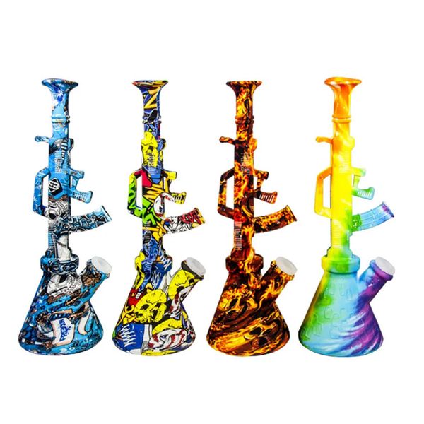 Tubo de água mais alto de silicone, tipo reto, mistura de cores, cachimbo de fumo, cachimbos de vidro, bongos de vidro, acessórios para fumar
