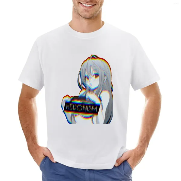 Regatas masculinas hedonismo menina anime camiseta bonito verão pesos pesados roupas vintage preto liso camisetas homens