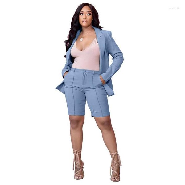 Womens Tracksuits Streetwear Elegante Mulheres Aniversário Outfits Outono 2 Peça Set Blazer Cintura Alta Shorts Escritório Jaqueta Ternos Vendidos Drop DHDQN