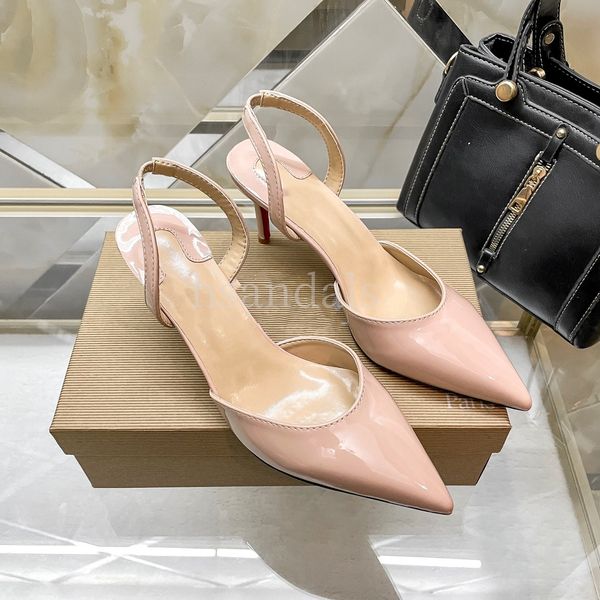 Décolleté di marca di lusso Scarpe da donna Designer Rosso lucido Fondo a punta Scarpe con tacco alto nere Scarpe con tacco sottile Abito da sposa sexy Scarpe taglia 35-42