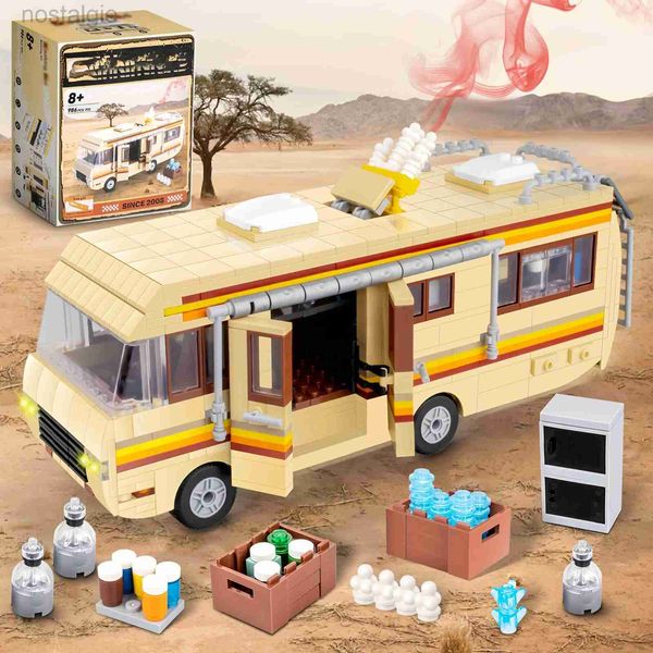 Blocos 986pcs Breaking Bad Building Set Bus Toy Acessórios Educacionais DIY RV Toy Favor de festa de aniversário para meninos meninas presente de Natal 240401