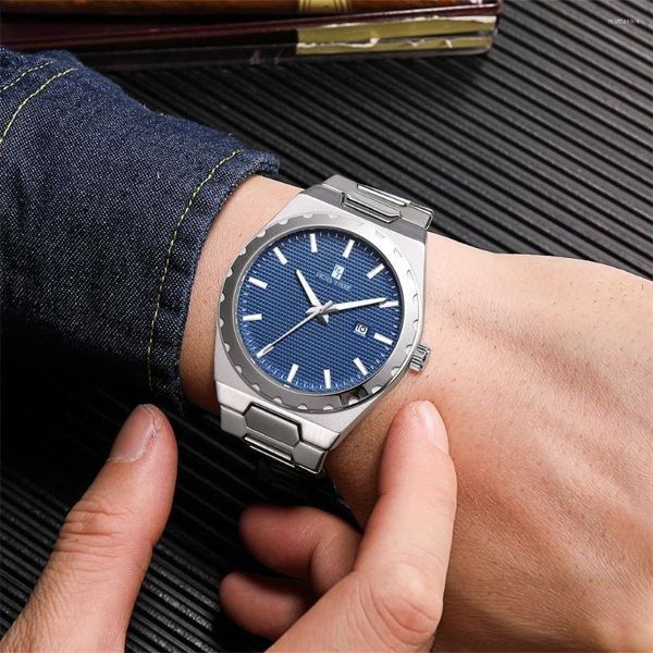 Relógios de pulso moda simples liga cinta relógio masculino ouro prata engrenagem caso calendário impermeável casual quartzo para homens relogio homem