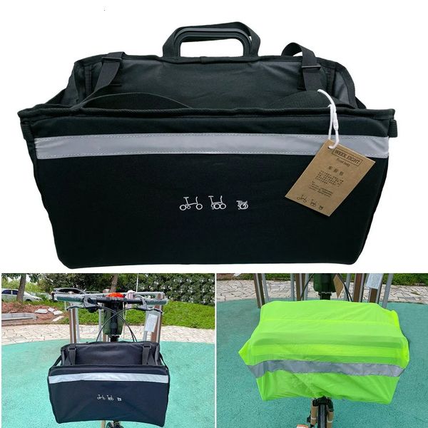 Utilizzare per borse per bici pieghevole brompton borse di stoccaggio del cesto picnic con copertina impermeabile montaggio in alluminio 240329