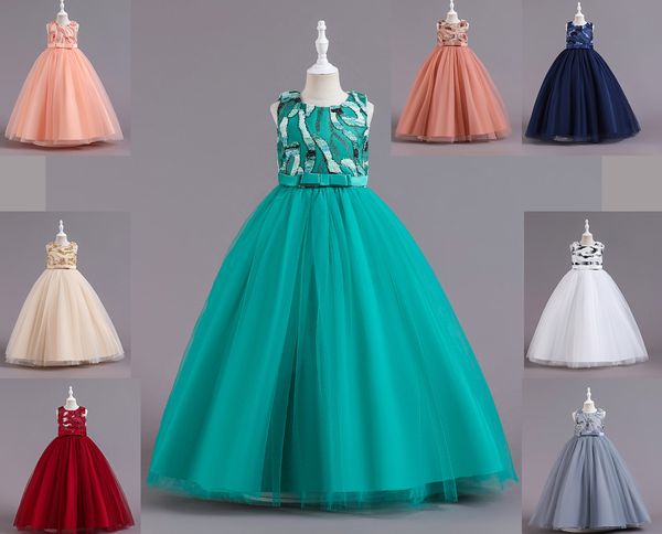 Bellezza Verde Blu Grigio Marrone Gioiello Abiti da compleanno/festa per ragazze Abiti da spettacolo per ragazze Abiti da cerimonia per ragazze Gonne per tutti i giorni Abbigliamento per bambini SZ 2-10 D401108