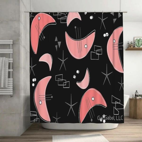 Cortinas de chuveiro Boomerangs retângulos e estrelas cortina 72x72in com ganchos DIY padrão decoração de banheiro