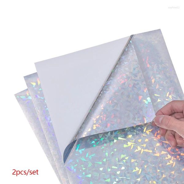 Geschenkpapier, 2 Blatt Laser-Diamant-Druckpapier, wasserfeste Aufkleber, DIY holografische Overlay-Laminierung, selbstklebende Aufkleber