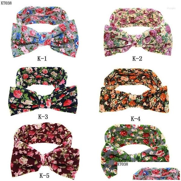 Acessórios de cabelo 10 unidades/lotes bagunçado arco floral impressão elástica bandana para grande headwear entrega gota bebê crianças maternidade ote75