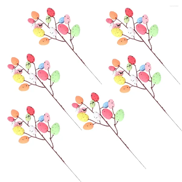 Flores decorativas ramos de árvore de ovo, picaretas de flores, arranjo de haste de ovos artificiais, ornamento, enchimento de vaso, peça central de mesa para casa