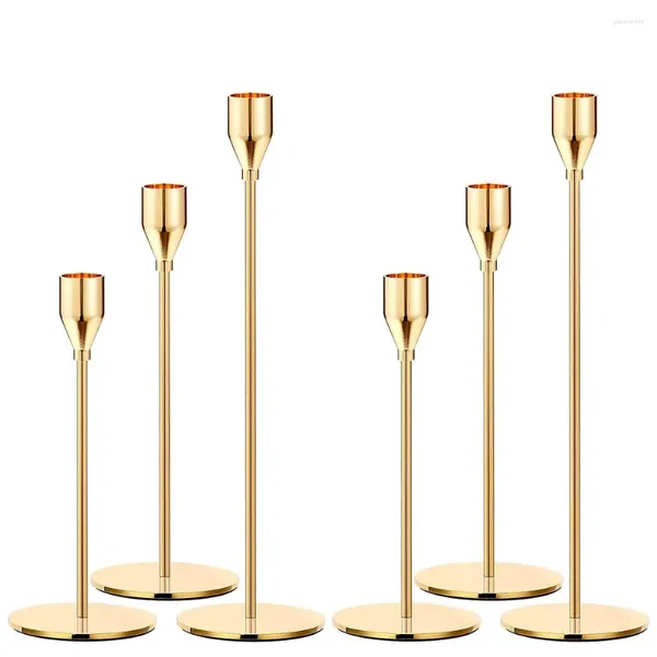 Castiçais de ouro suporte de metal para festa de jantar de casamento se encaixa em 3/4 polegadas de espessura CandleLed