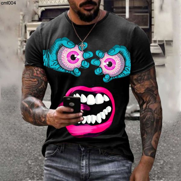 Herren Sommer New Angry Eyes bedrucktes Kurzarm-T-Shirt {Kategorie}