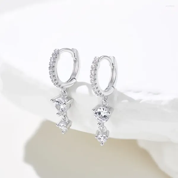 Серьги-гвоздики S925 Серьги из чистого серебра с цирконием и бриллиантами для женщин Модный и минималистичный дизайн Универсальная пряжка для ушей
