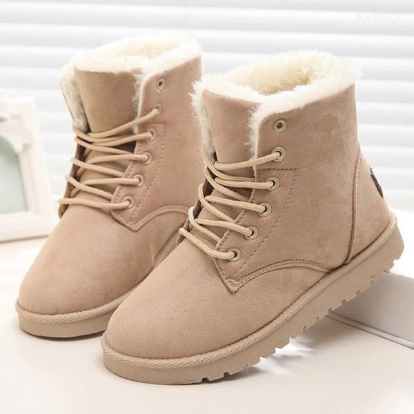 Botas 2022 mulheres botas de neve de inverno quente plana plata