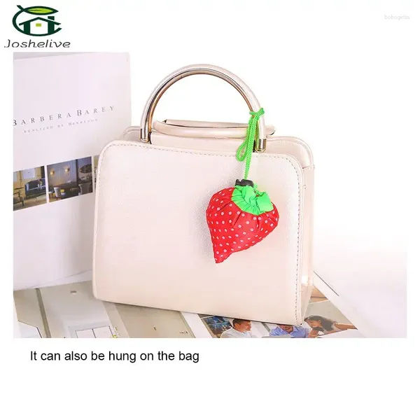 Borse portaoggetti Borsa per verdure Simpatico shopping portatile riutilizzabile in nylon ecologico fragola pieghevole grande frutta da viaggio