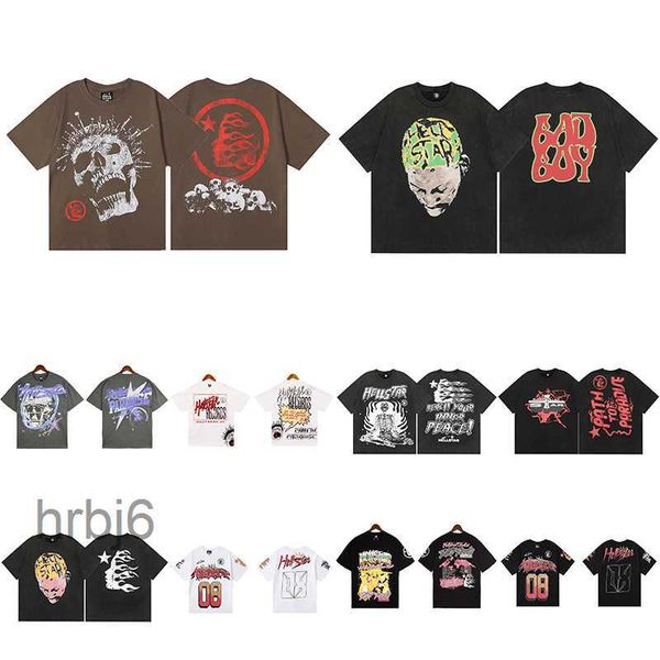 T-Shirt Hellstar T-Shirts Erkek ve Kadın Tasarımcısı Kısa Kollu Moda Baskı Eşsiz Desen Tasarım Tarzı Hip Hop T-Shirts 7M1B