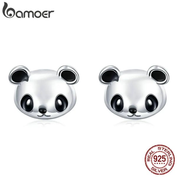 Ohrringe Bamoer Echt 100% 925 Sterling Silber Animal Collection süße Panda -Hengst Ohrringe für Frauen Sterling Silber Schmuck SCE386
