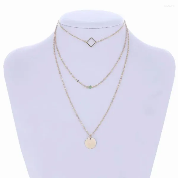 Anhänger Halsketten Mehrschichtige Geometrie Kette Disc Münze Choker Halskette Für Frauen Schmuck Geschenke