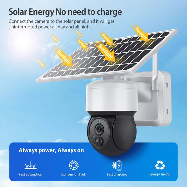 Solor Camera Ptz Security Camera 1080p Wireless WiFi с приложением TUYA Solar Power Camera