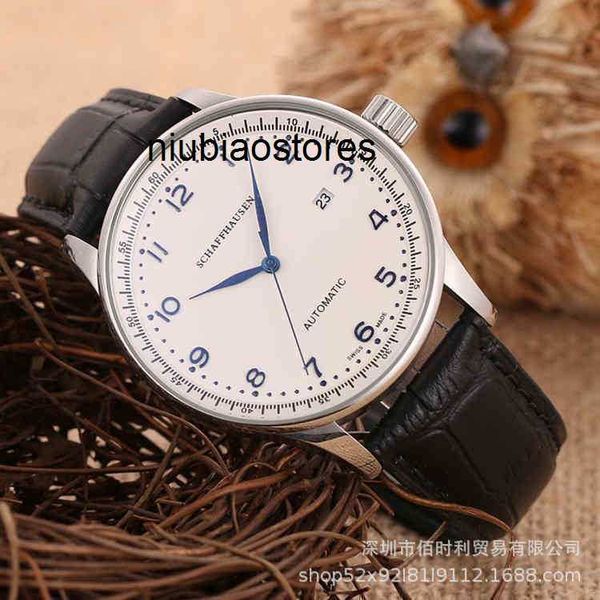 Serie 3-polige Pilot-Herrenuhr mit Lederarmband, automatische mechanische Diamantmembran, Kristallspiegel, wasserdichte Designer-Armbanduhren aus Edelstahl