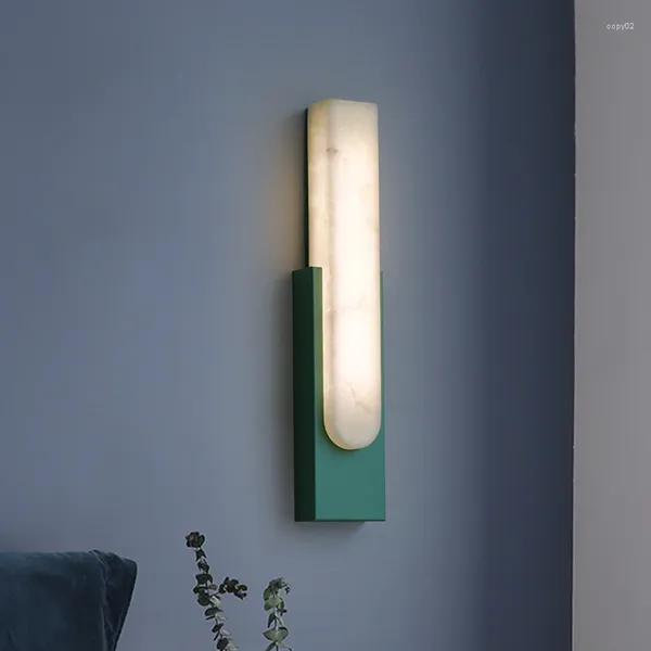 Lâmpada de parede nórdica design de mármore estudo quarto luz do vintage verde led arte decoração iluminação tv sofá lâmpadas fundo sala estar