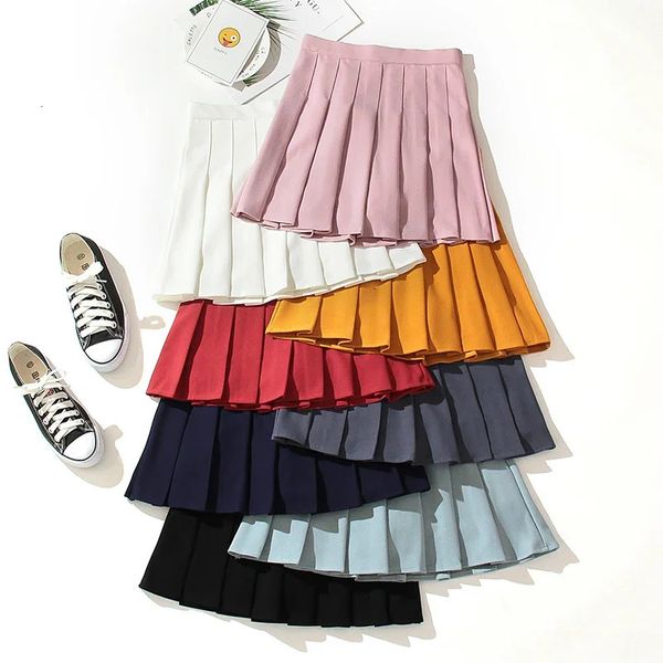 Hohe Taille Gefaltete Kawaii Harajuku Röcke Frauen Mädchen Lolita Aline Sailor Preppy Schuluniform Faldas Mujer Moda 240401