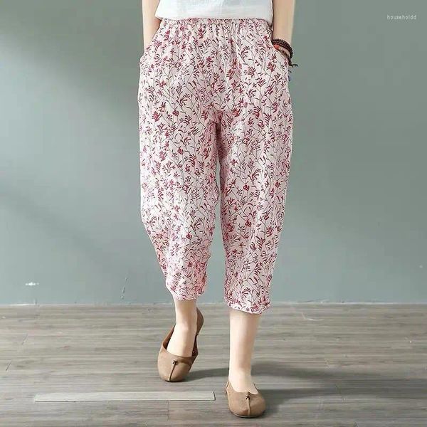 Pantaloni da donna stile coreano moda stampata Harem donna primavera dolce fiore colorato pantaloni casual a vita alta gamba larga Z384