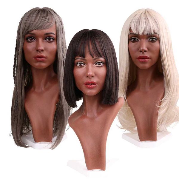 Almofada de peito drag queen modelo de silicone completo adereços feminino peruca de cabelo óculos chapéu exibição modelo de cabeça feminina para atirar janela exibição de jóias 240330