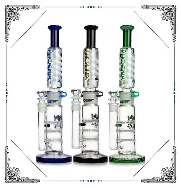 Phoenixstar Glas-Wasserpfeifen Straight Bong Glycerin Zable Coil Tube Wasserpfeife Triple Honeycomb Perc Heady Glass Bong Glasrohre9629941