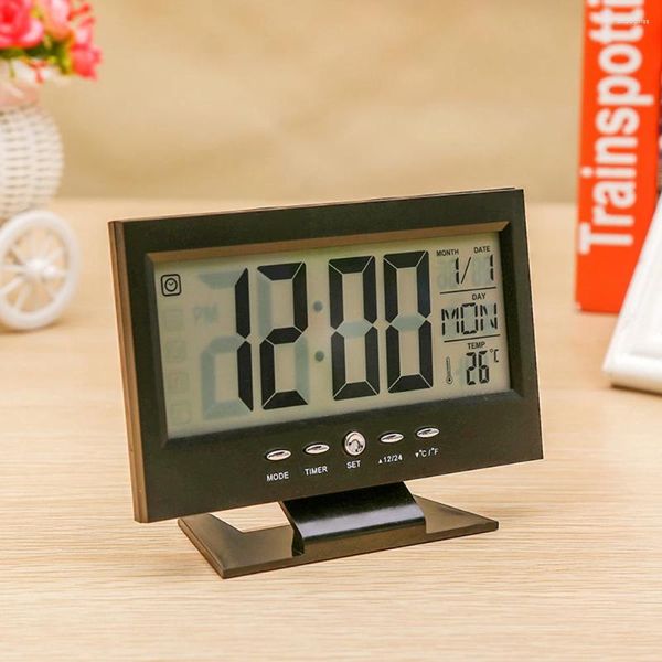 Relógios de mesa LCD Digital Smart Alarm Clock Relógio Eletrônico Desktop USB Acorde com Calendário de Temperatura Snooze