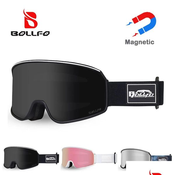 Óculos de esqui máscara magnética homem antifog lente dupla uv400 inverno snowmobile óculos esportes snowboard acessórios proteção gota entregar otr1a