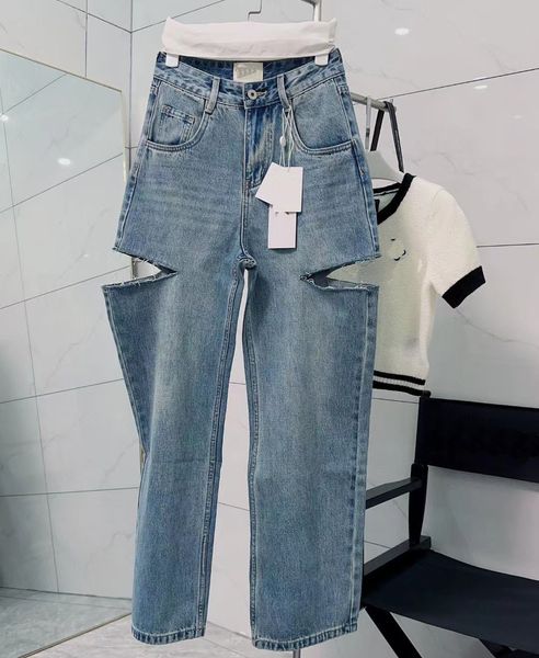 jeans firmati da donna classici parigi Jeans M6 larghi invecchiati lavati a vita alta