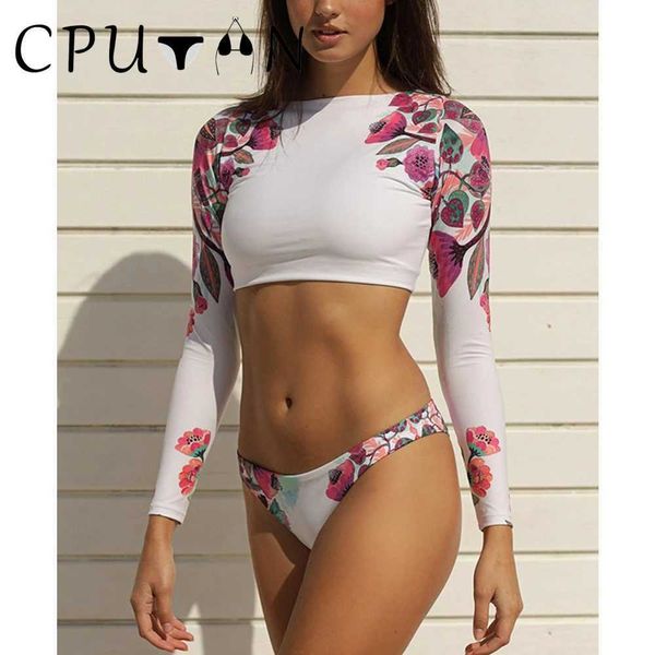 Mulheres Swimwear CPUTAN 2024 Sexy Tankini Push Up Bikini Set Duas peças Floral Brasil Biquini Womens Swimwear Surfing Bathing Suit Summer Beach J240330