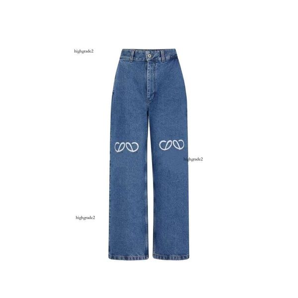 jeans firmati Gambe dei pantaloni Forcella aperta Capris stretti Pantaloni in denim Aggiungi pile Addensare caldo Pantaloni Jean dimagranti Marchio Abbigliamento donna Ricamo Stampa jeans loewew