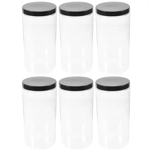 Vasen 6 Stück Aufbewahrungsboxen Plastikglas mit Deckel Mehlkanister Luftdichte Deckel Siegelbehälter Honig Gewürzbehälter