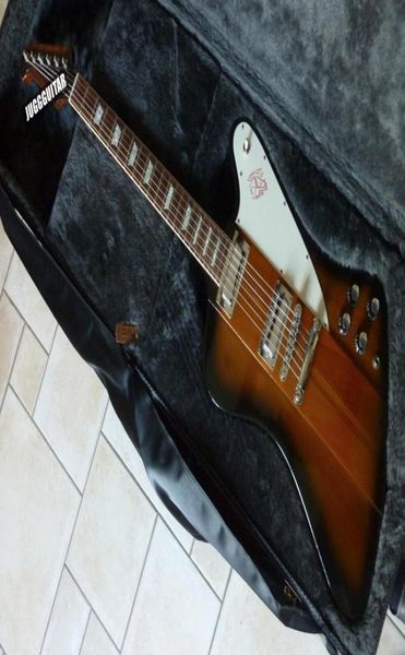 Raro pescoço através do corpo fogo pássaro firebird Thunderbird vintage sunburst guitarra elétrica banjo tuners 2 mini humbuckers reverso he8378053