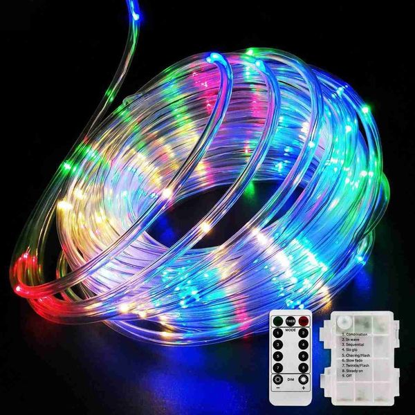 LED-Strings, Batteriegehäuse, wasserdicht, ferngesteuert, Außenröhrenbeleuchtung, 100/2000 Lampen, 8 Modi für Hof, Garten, Dekoration, Party, Urlaub, YQ240401