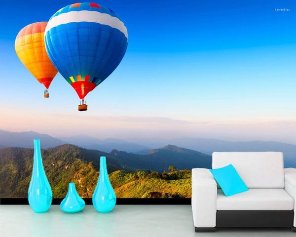 Wallpapers papel de parede balão de ar montanha paisagem 3d papel de parede sala estar sofá tv quarto papéis decoração casa mural