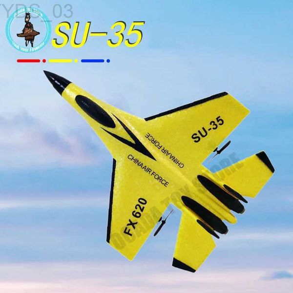 Flugzeugmodell Neues Rc-Flugzeug Su-35 LED-Leuchten Fernbedienung Fliegendes Modell Segelflugzeugflugzeug 2,4g Kämpfer Hobbyflugzeug Epp-Schaumspielzeug Kindergeschenk YQ240401