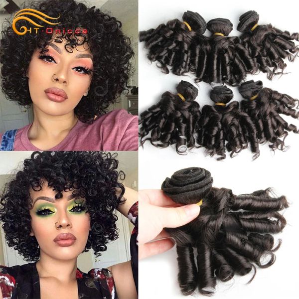 Perücken brasilianisches Haar 8 Zoll kurzes menschliches Haar Erweiterungen Curly Hair Bündel 6pcs Ombre Haare Bündel kostenloser Versand htonicca