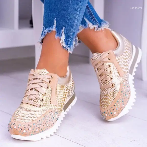 Sapatos de fitness feminino outono chunky vulcanizado moda casual pele de cobra impressão strass rendas tênis antiderrapante baixo boo feminino